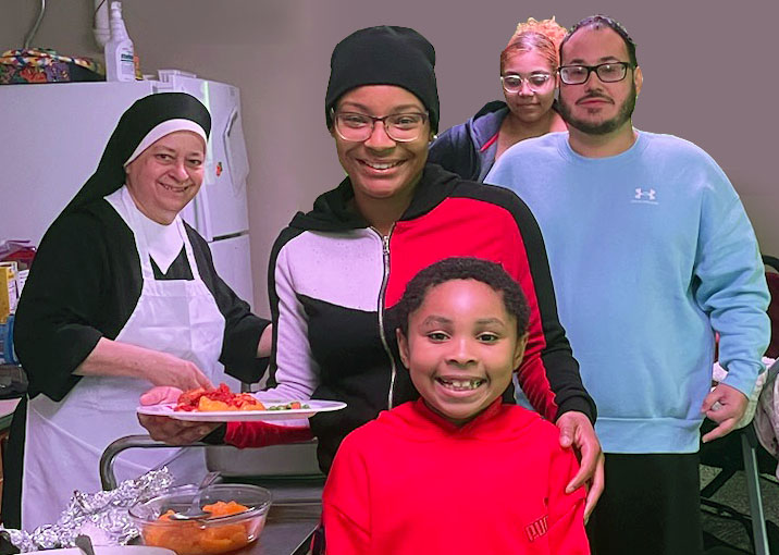Sister Christopher serving
