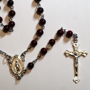 Burgundy Rosary with Miraculous Medal
