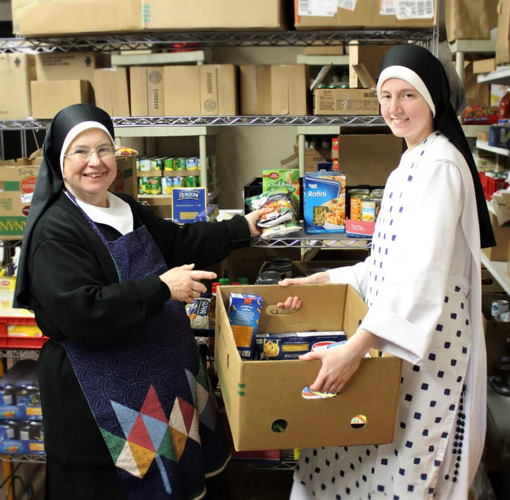 Sisters at the food pantry
